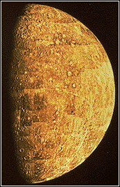 The planet mercury is second smallest in the Solar system (after Pluto) and orbits nearest the Sun.
